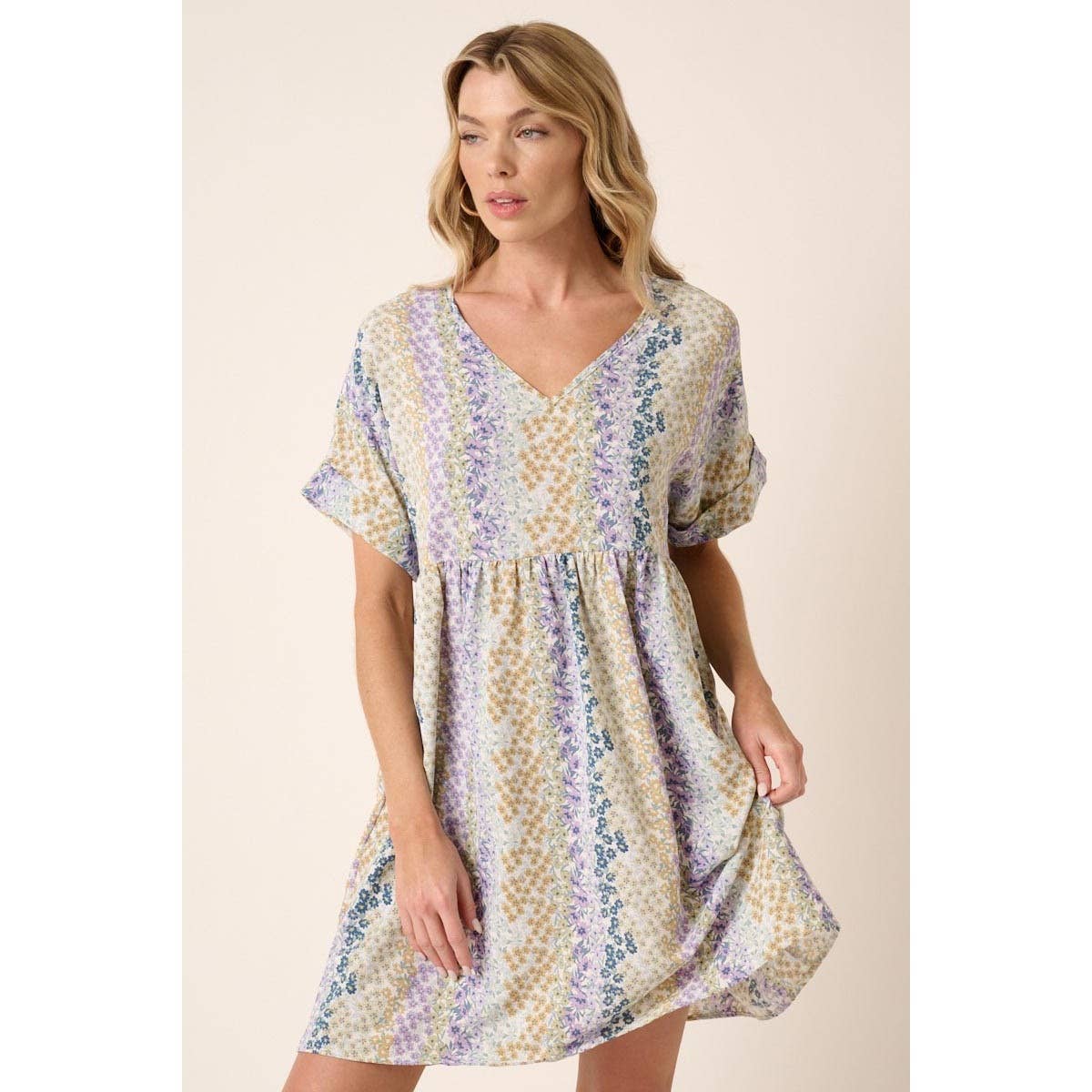 Mittoshop V Neck Babydoll Mini Dress