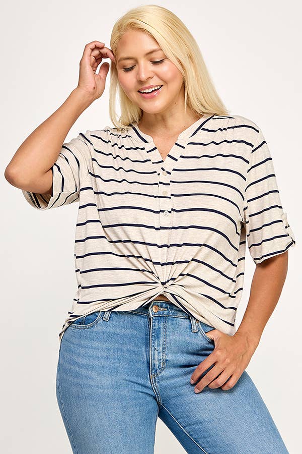 Henley With Rolled Sleeve Detail