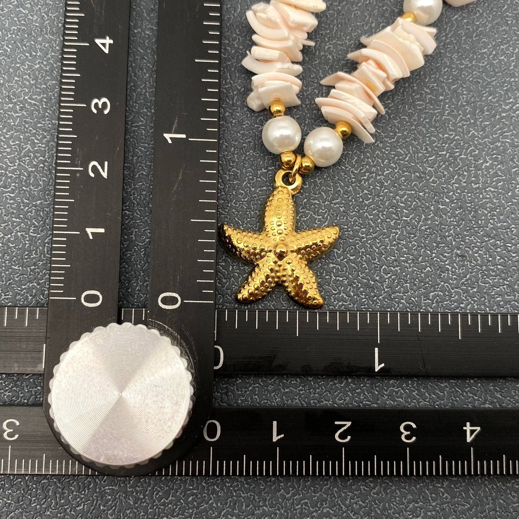 Starfish Charm Pearl Shell 18K Gold Necklace