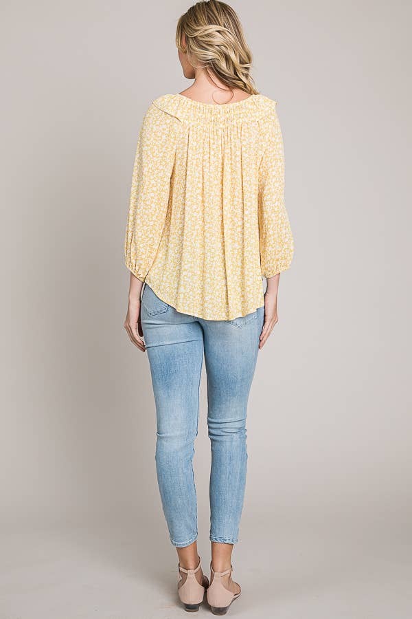 Woven Peasant Top with Bracelet Sleeves