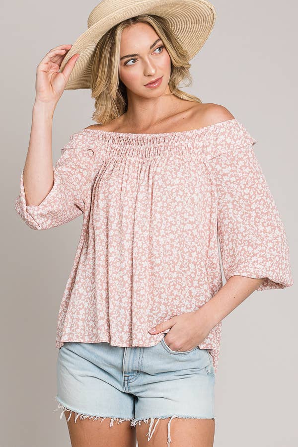 Woven Peasant Top with Bracelet Sleeves
