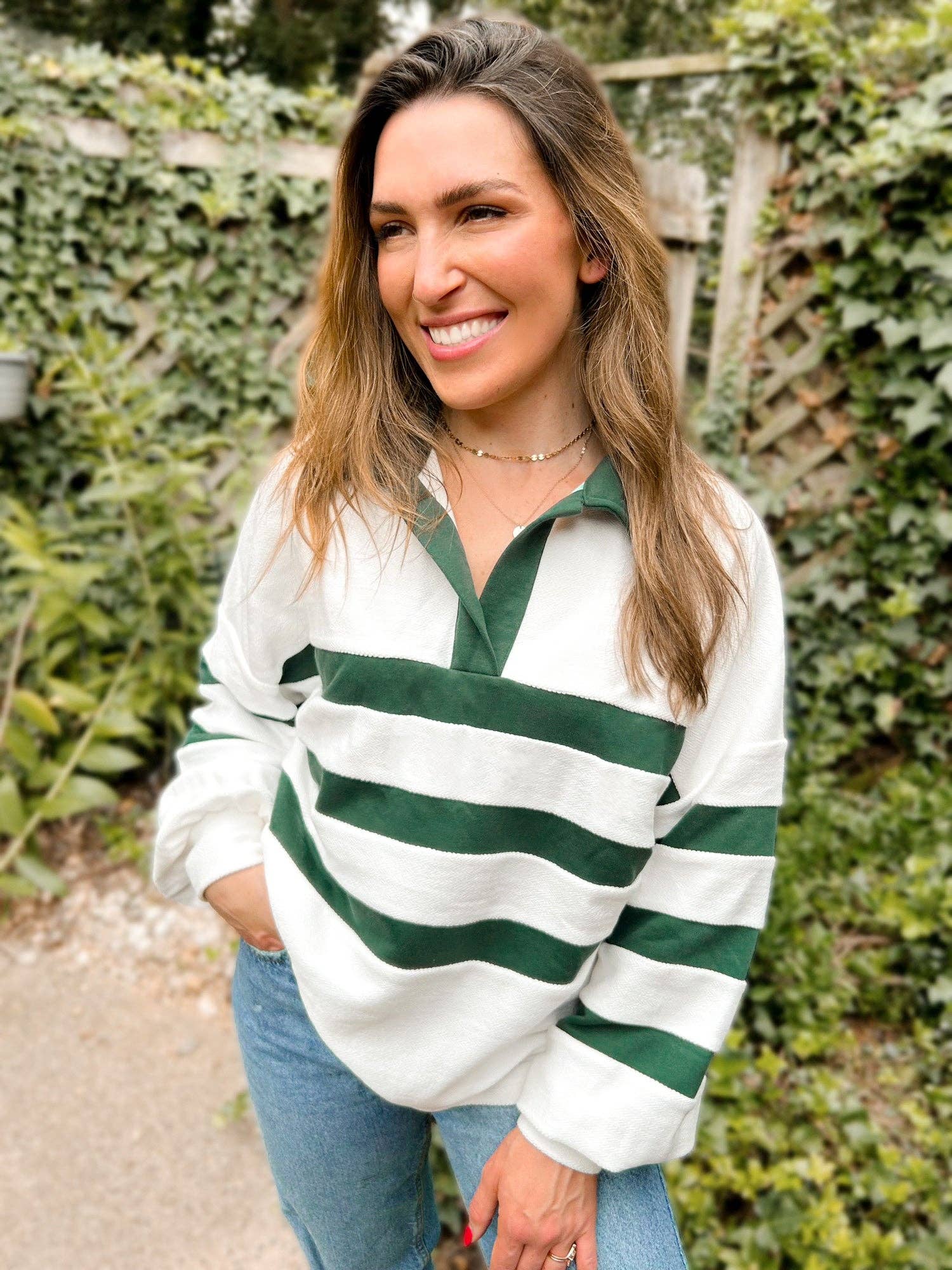 Jacquard Striped Pullover