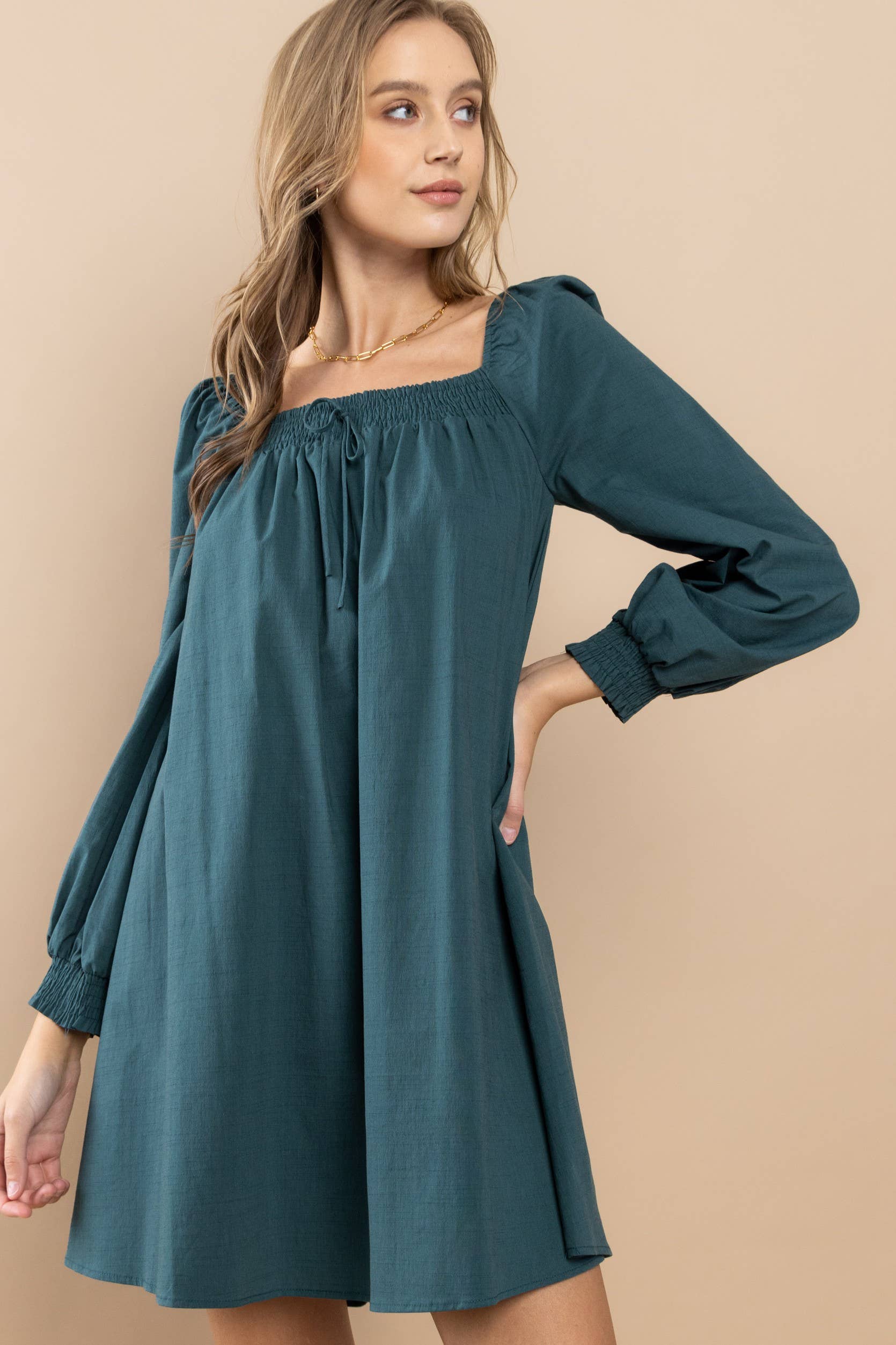 Smocked Off-Shoulder Dress