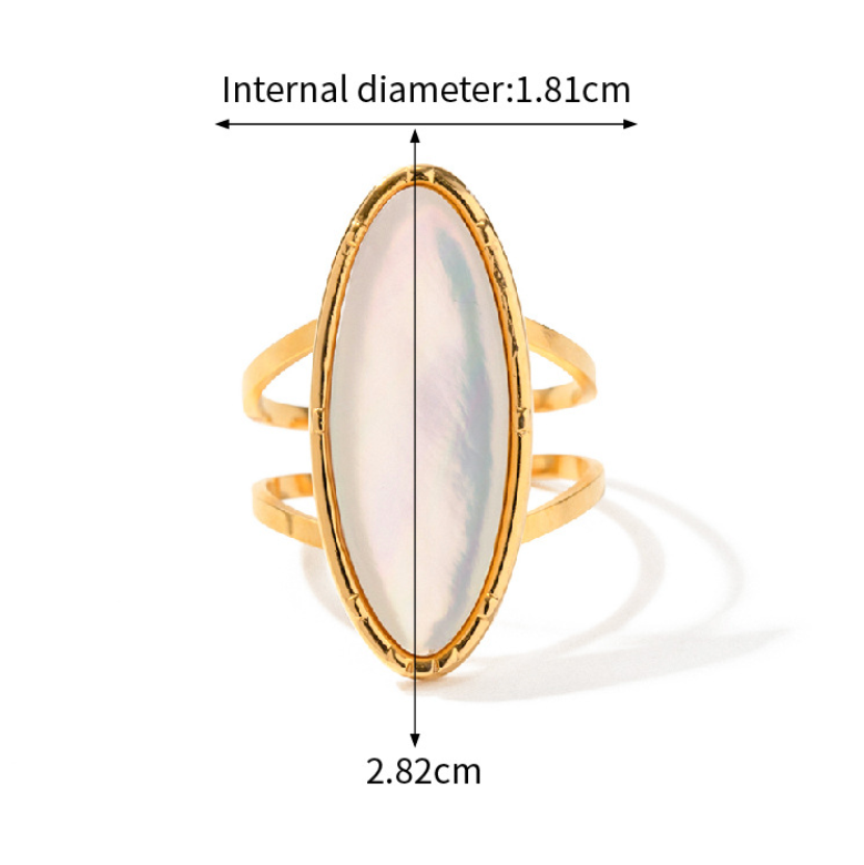 18K Gold Plated Oval Shell Ring