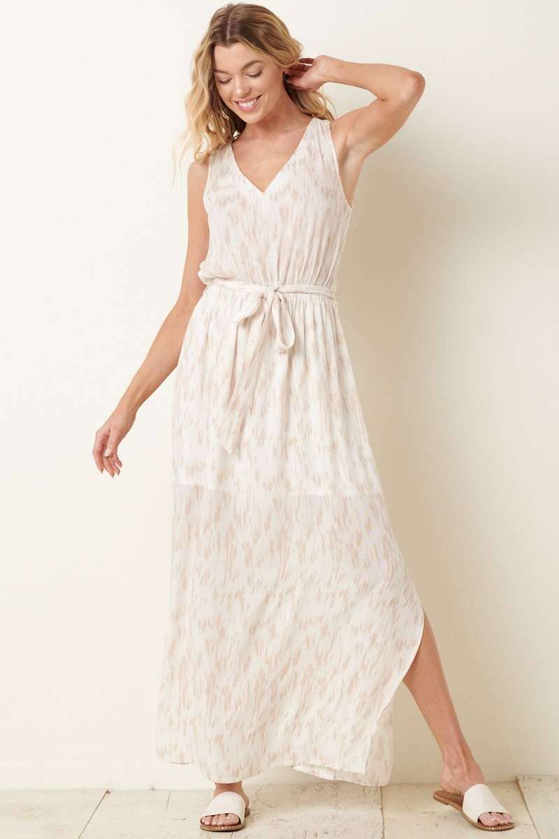 Mittoshop V Neck Maxi Dress with Paint Brush Print