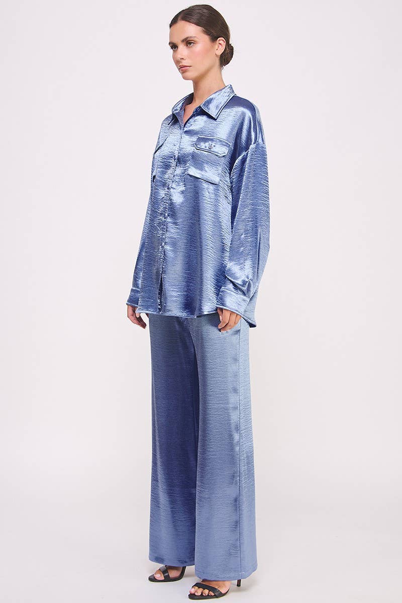 Champagne Button Down Metallic Shirt