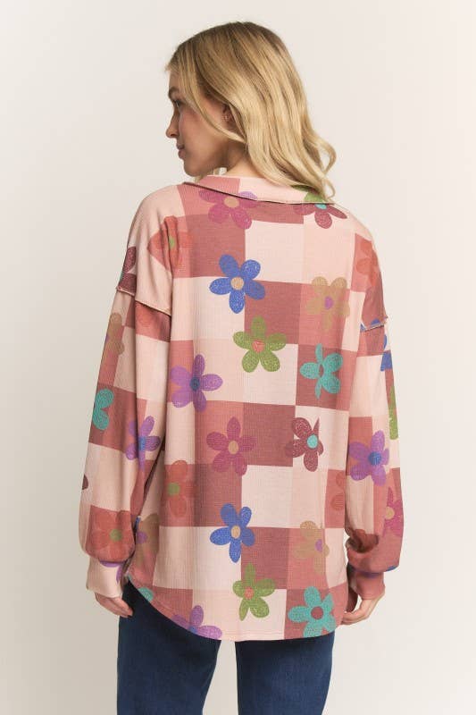 Heimish Floral Long Sleeve V Neck Top