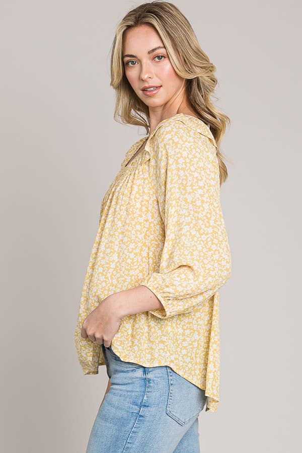 Woven Peasant Top with Bracelet Sleeves