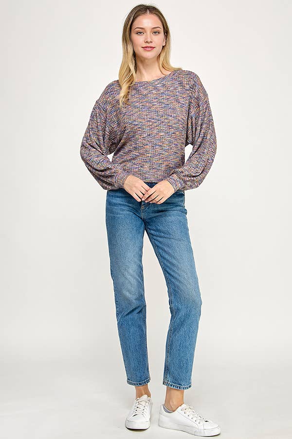 Marled Effect Long Sleeve Top