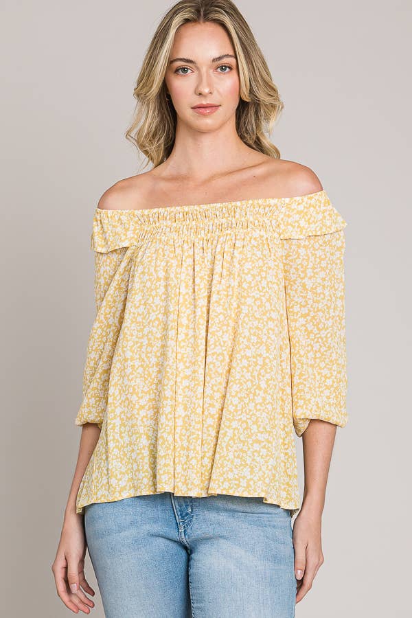 Woven Peasant Top with Bracelet Sleeves