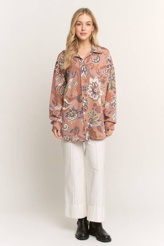 Heimish Paisley Urban Ribbed Button Down Shacket