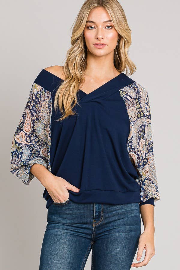 Batwing V-Neck Long Sleeve Top