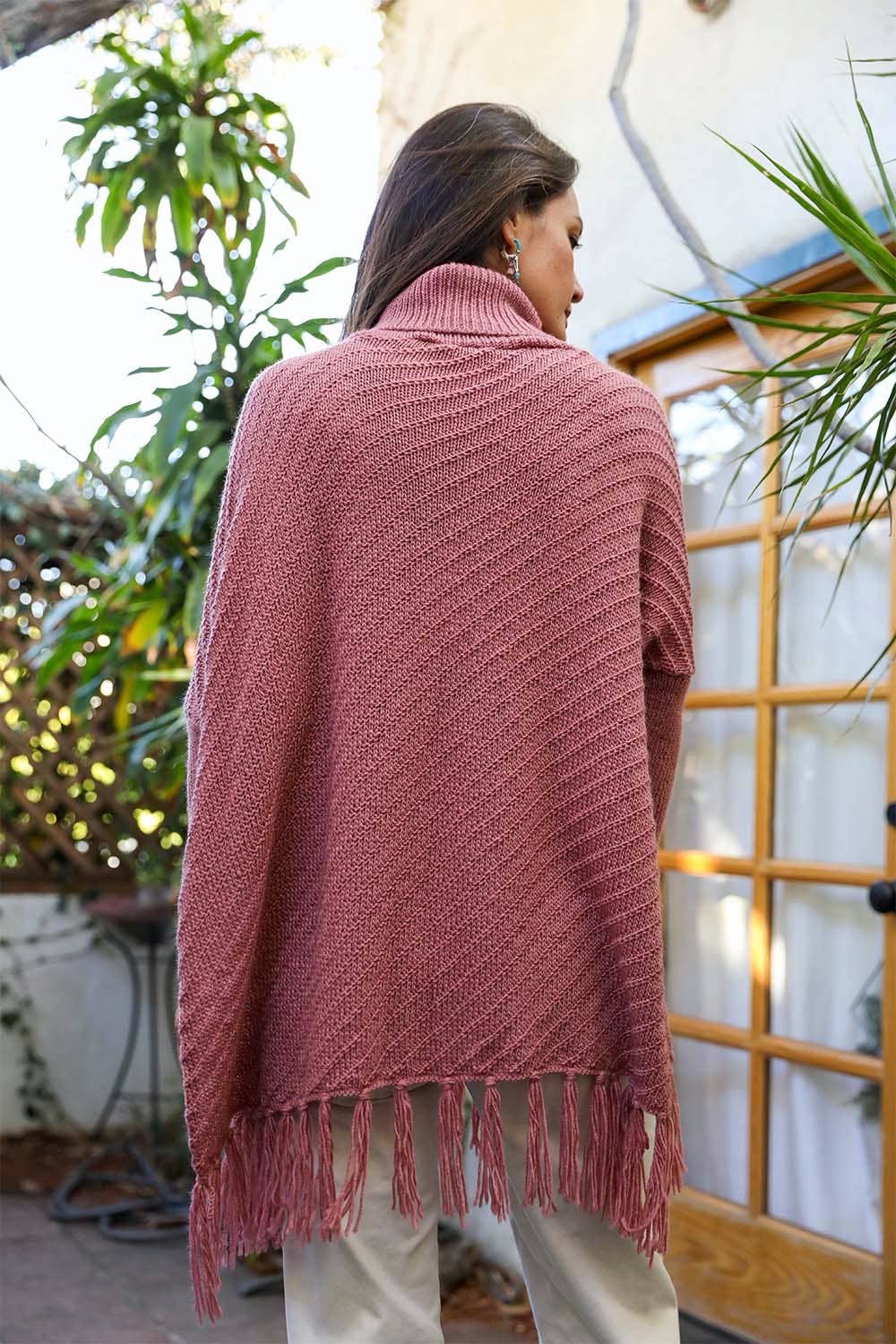 Cozy Roll Neck Poncho Sweater
