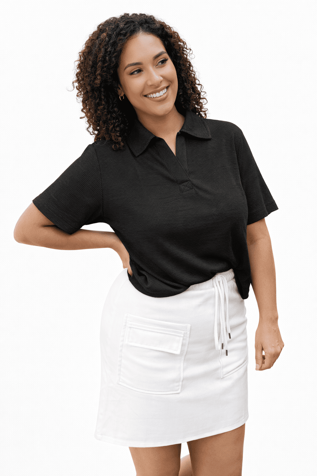 Ribbed Cropped Tennis Tee