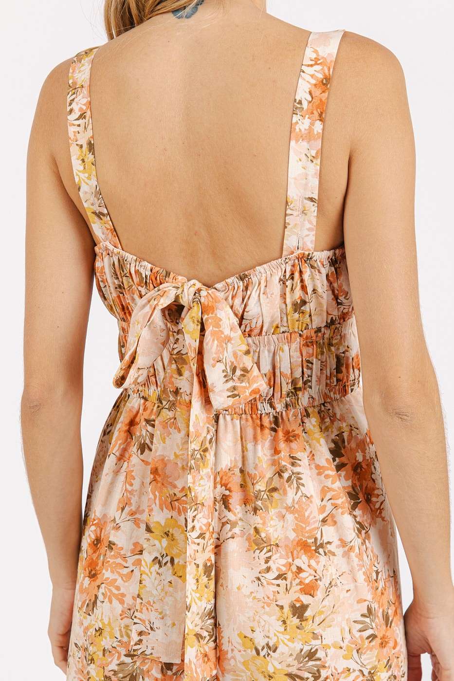 Mittoshop Flower Print Jumpsuit -Gathered Bust
