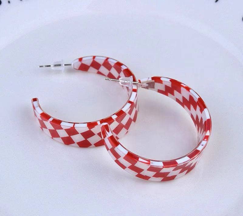 Checkered Statement Earrings for Women