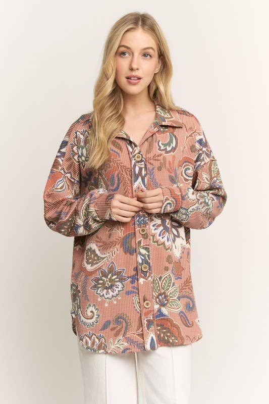 Heimish Paisley Urban Ribbed Button Down Shacket