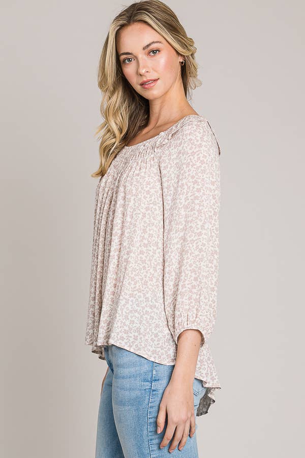 Woven Peasant Top with Bracelet Sleeves
