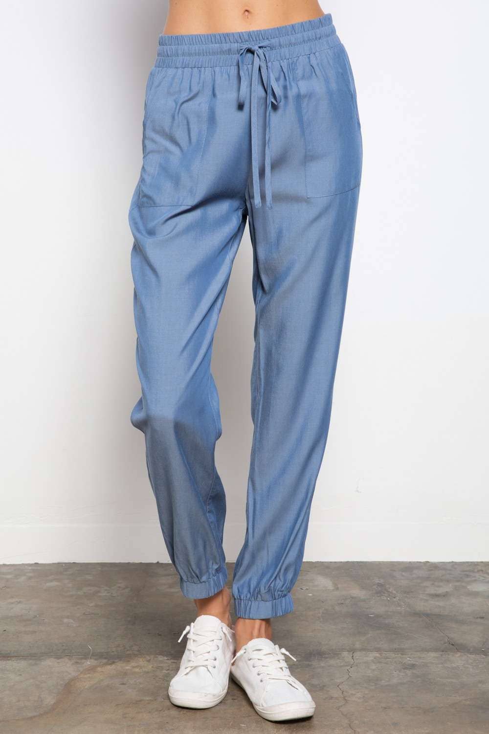 Mittoshop Drawstring Waist Chambray Pants