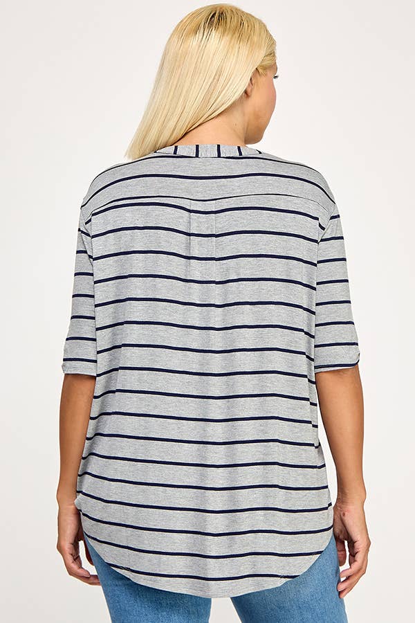 Henley With Rolled Sleeve Detail