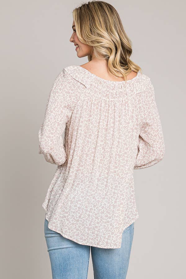 Woven Peasant Top with Bracelet Sleeves
