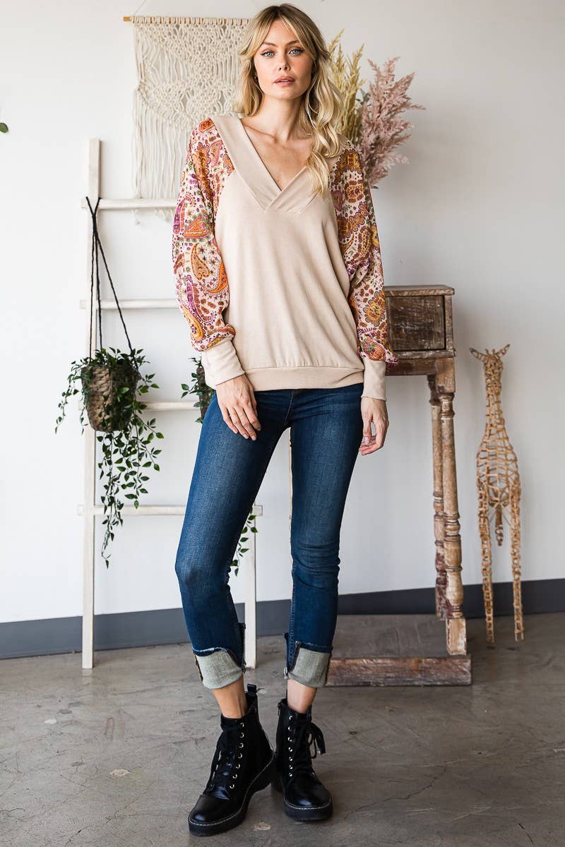 Batwing V-Neck Long Sleeve Top