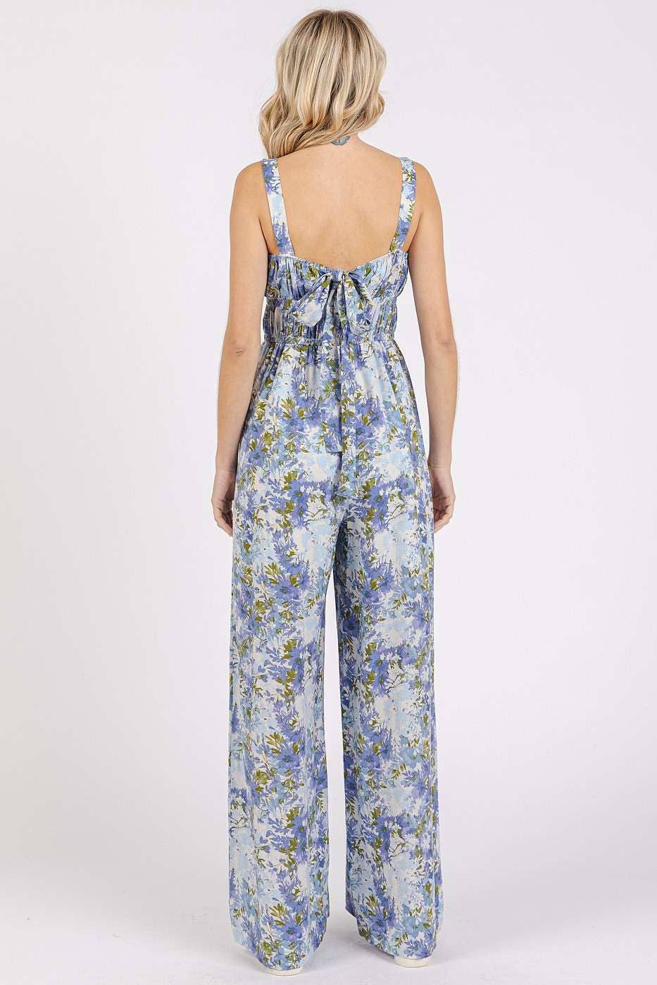 Mittoshop Flower Print Jumpsuit -Gathered Bust