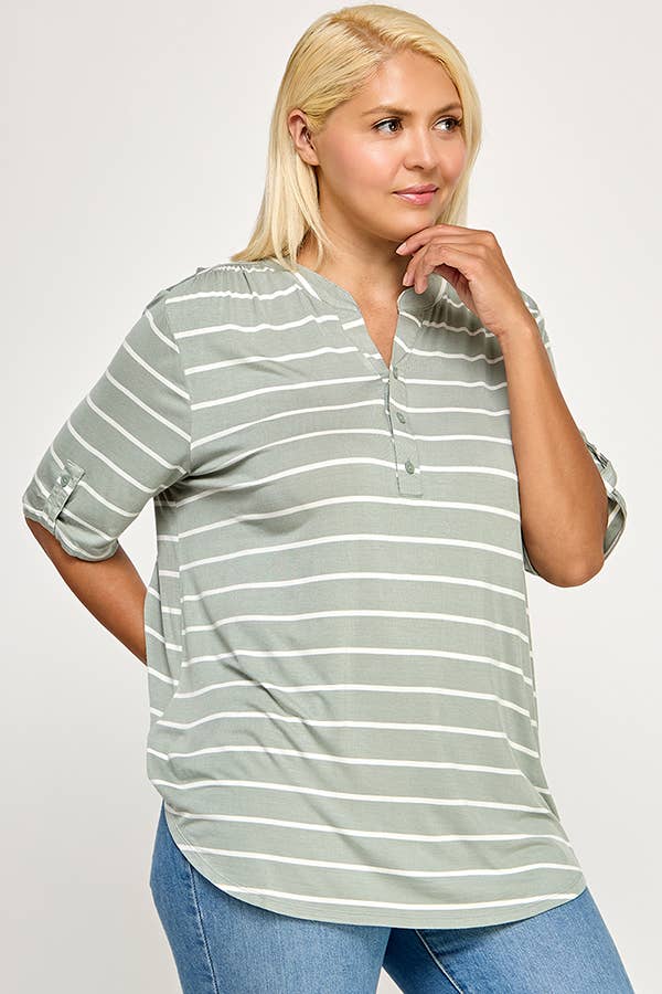 Henley With Rolled Sleeve Detail