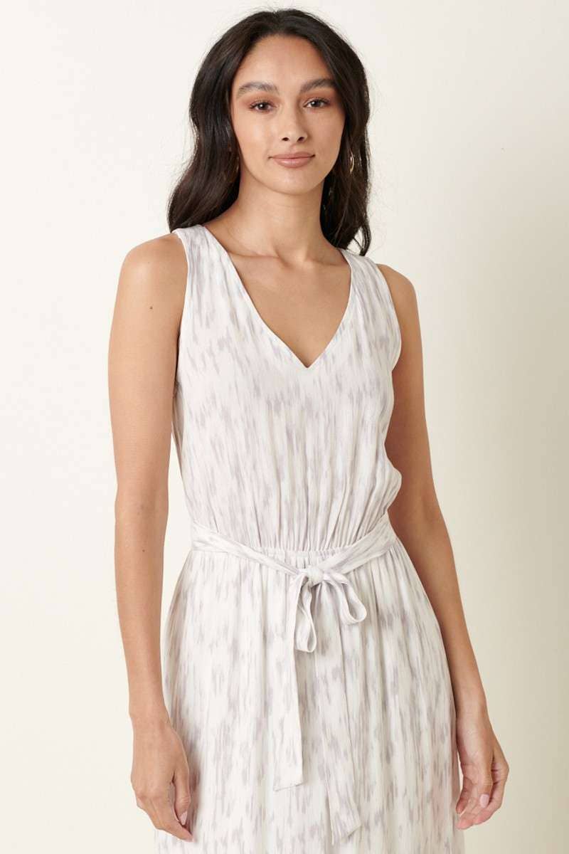 Mittoshop V Neck Maxi Dress with Paint Brush Print