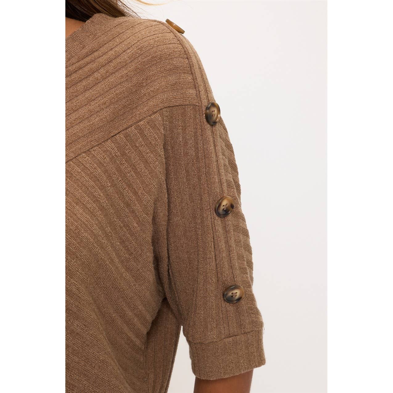 Button Detail V Neck Sweater