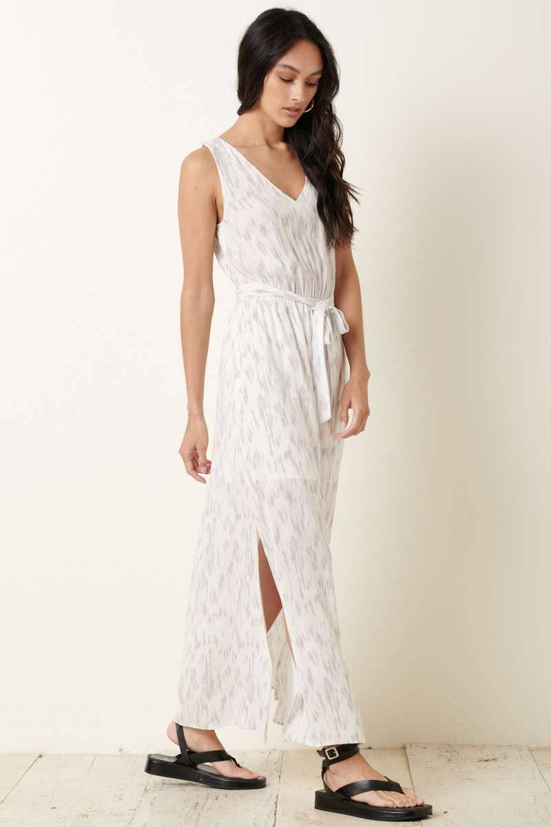 Mittoshop V Neck Maxi Dress with Paint Brush Print