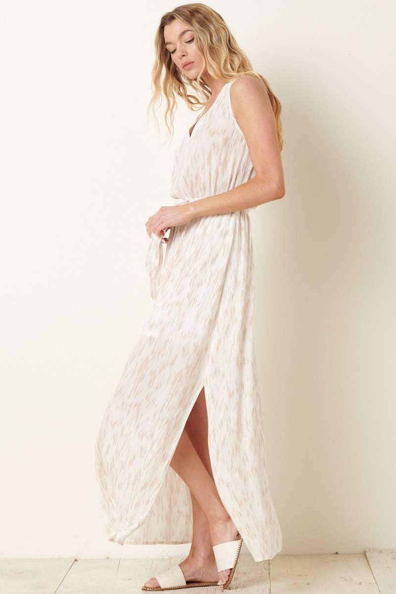 Mittoshop V Neck Maxi Dress with Paint Brush Print