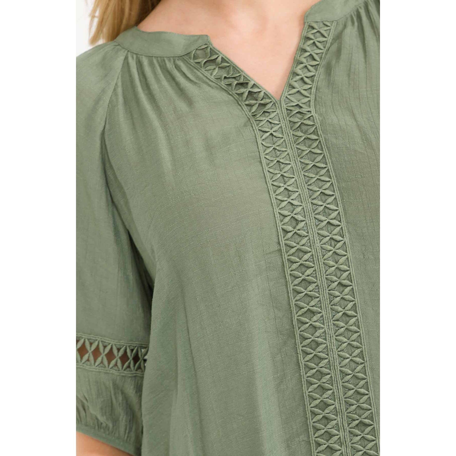 Mandarine Split Neck Peasant Top