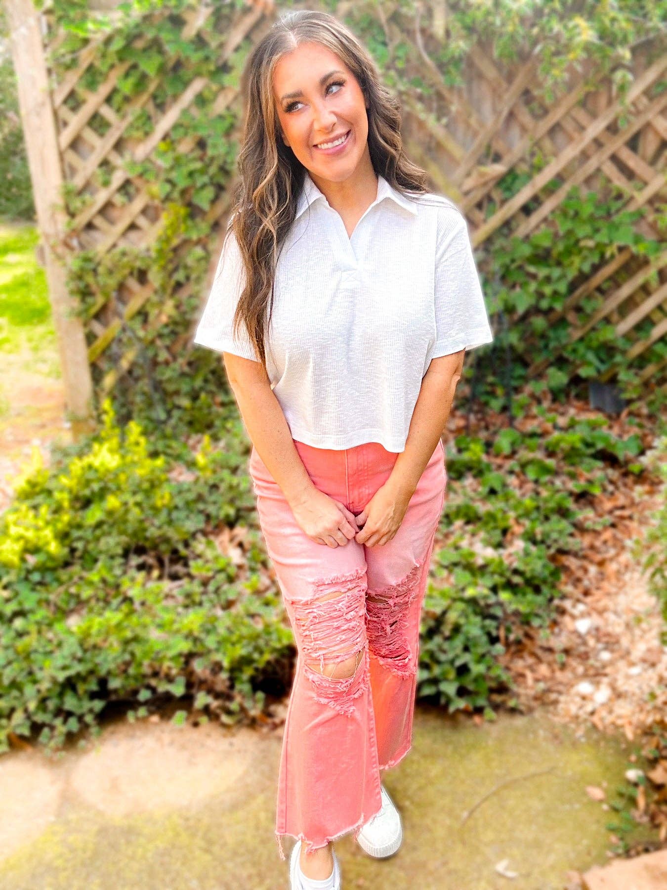 Ribbed Cropped Tennis Tee