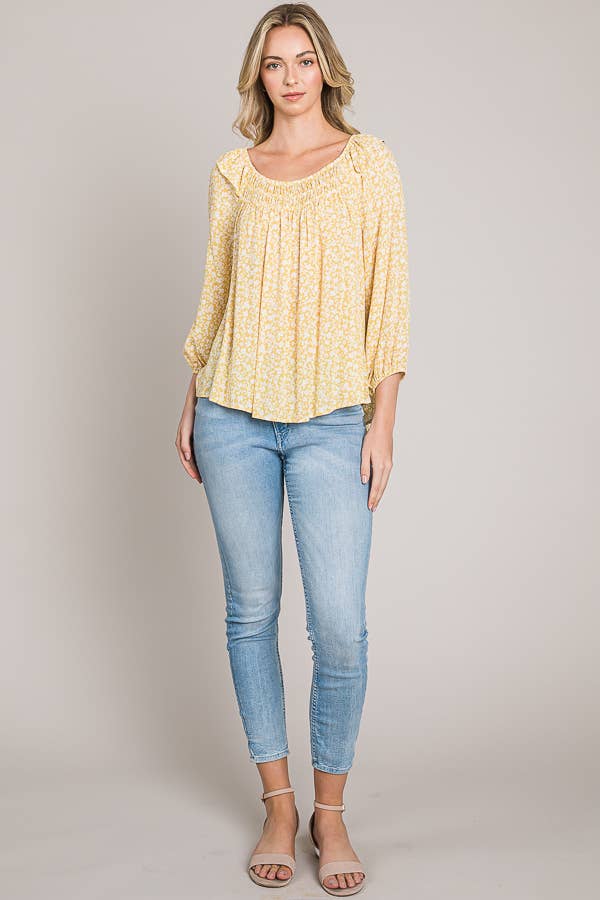 Woven Peasant Top with Bracelet Sleeves