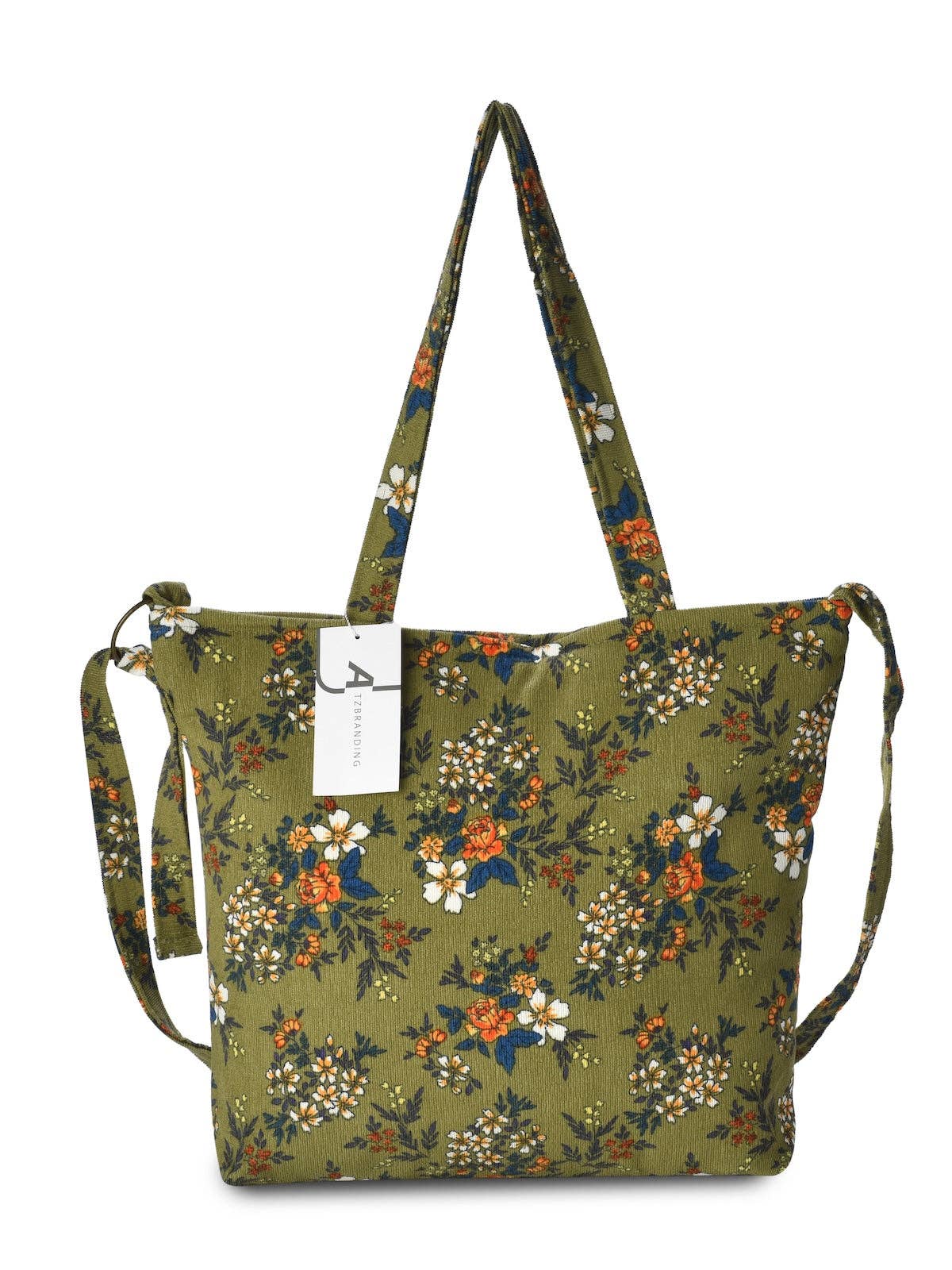 Vintage Floral Corduroy Tote