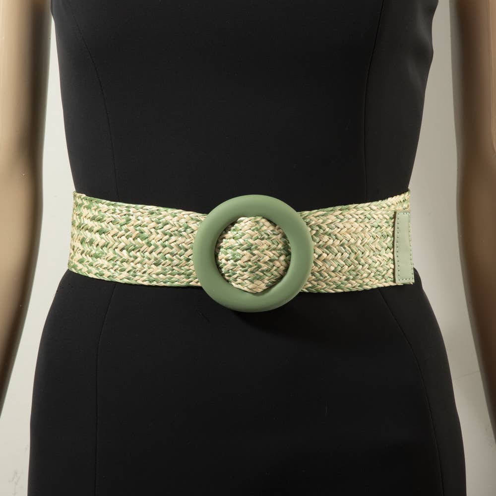 Woven Straw Belt with Wide O-Ring Buckle