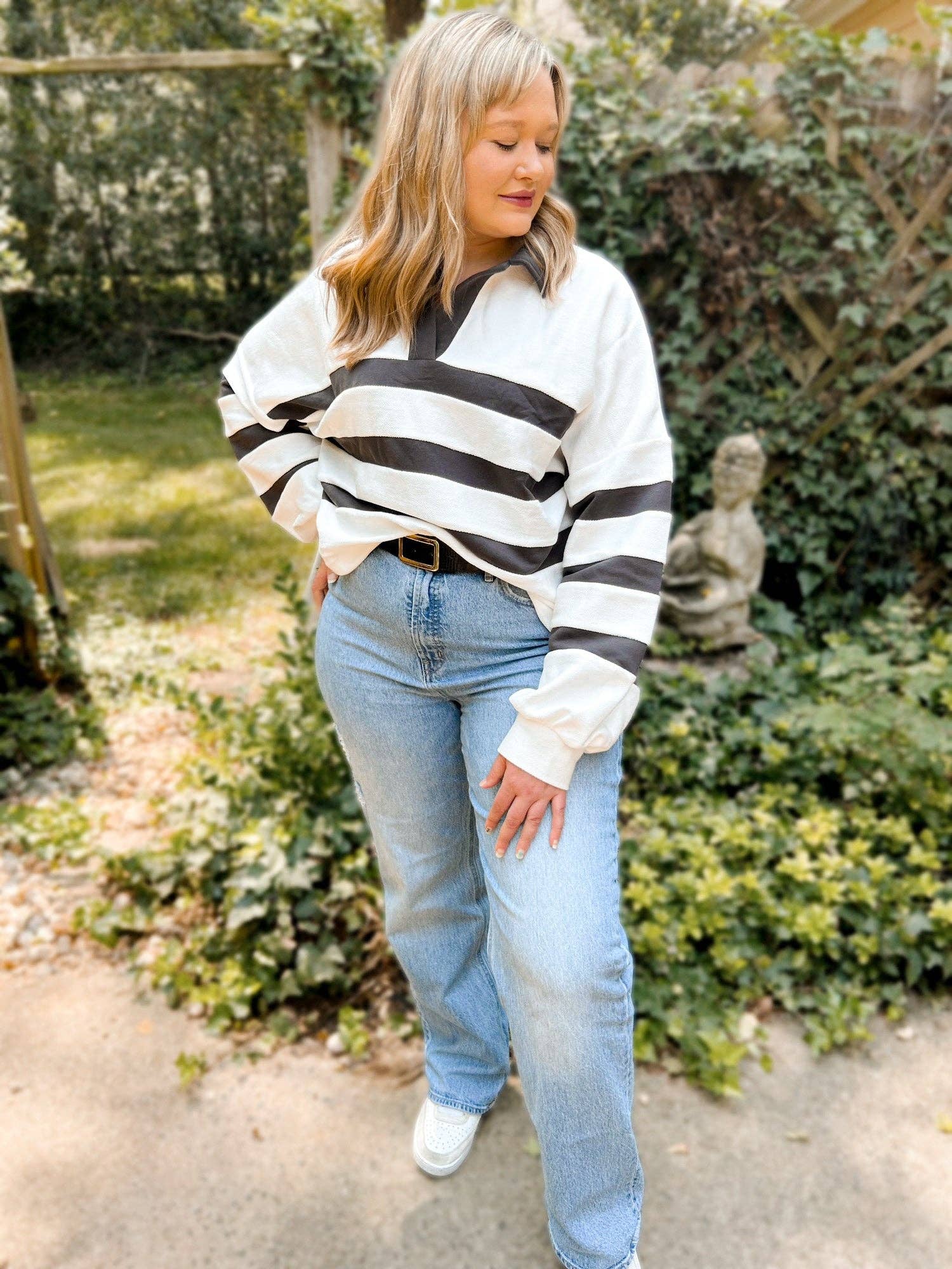Jacquard Striped Pullover