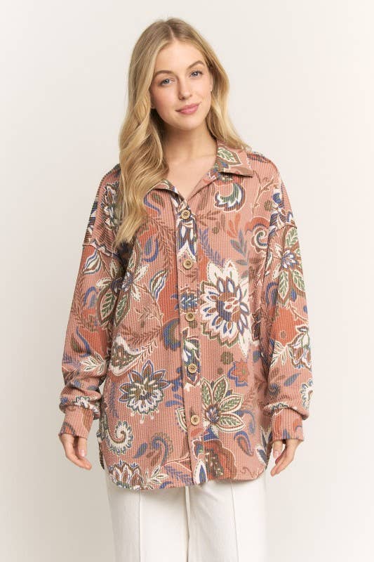 Heimish Paisley Urban Ribbed Button Down Shacket