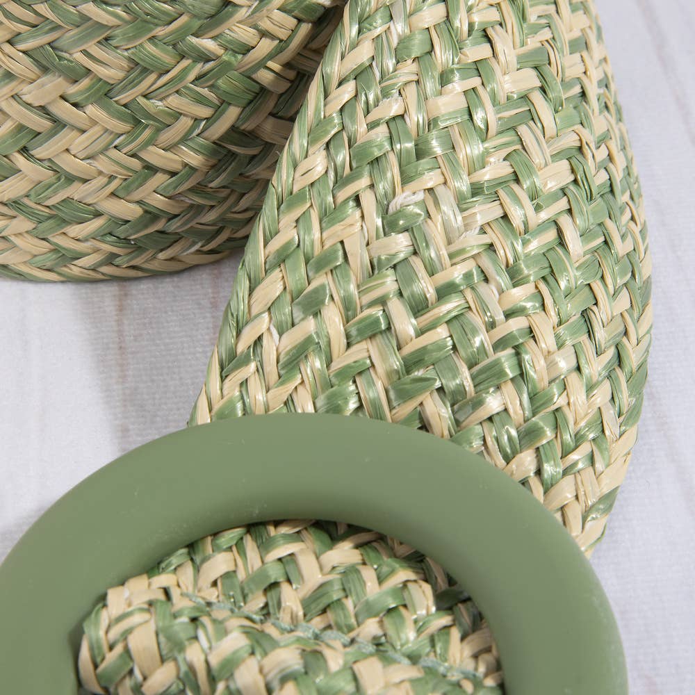 Woven Straw Belt with Wide O-Ring Buckle