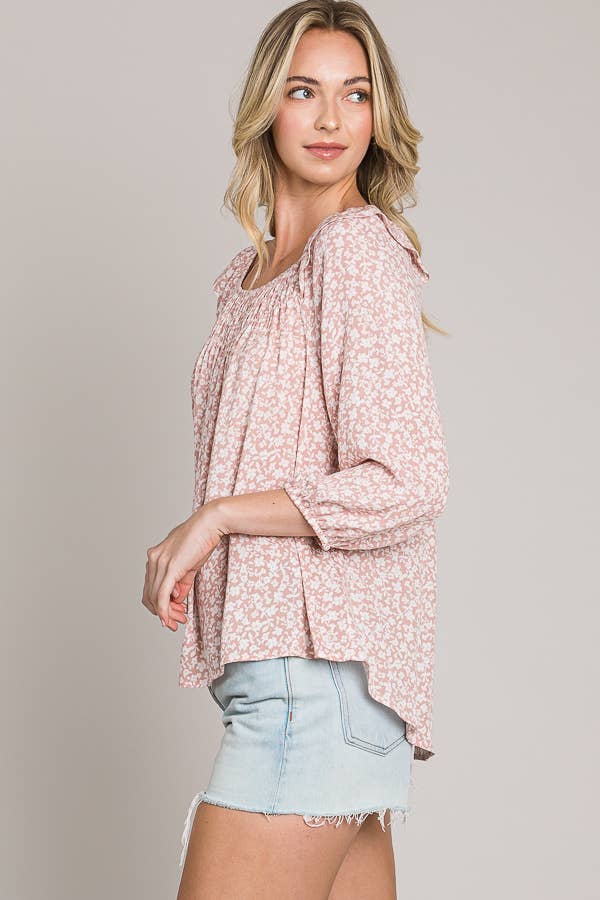 Woven Peasant Top with Bracelet Sleeves
