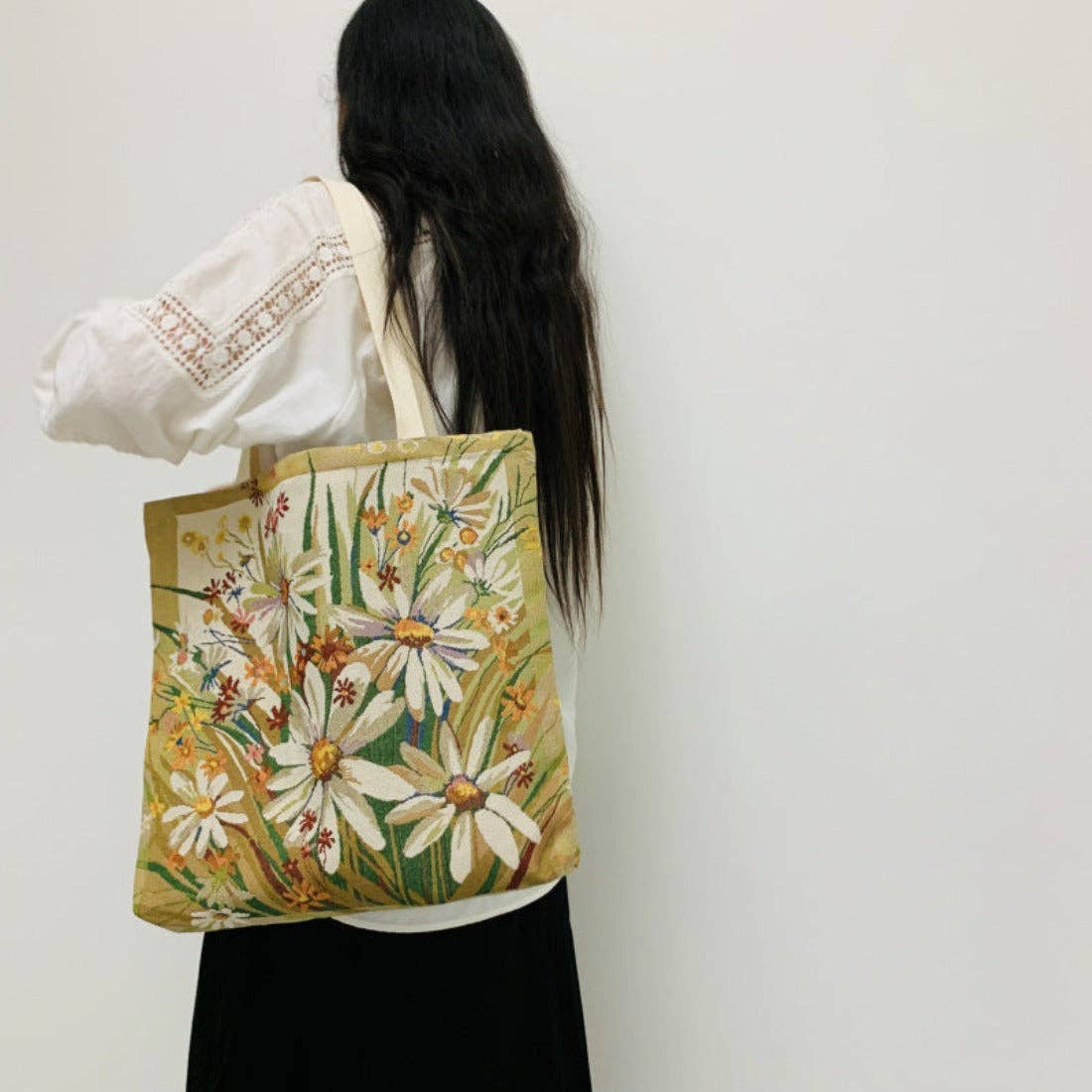 Daisy Tapestry Large Capacity Tote Bag