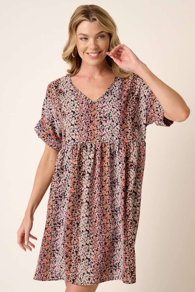 Mittoshop V Neck Babydoll Mini Dress