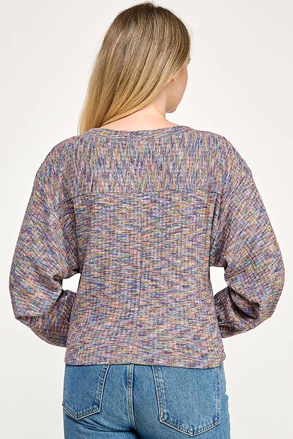 Marled Effect Long Sleeve Top
