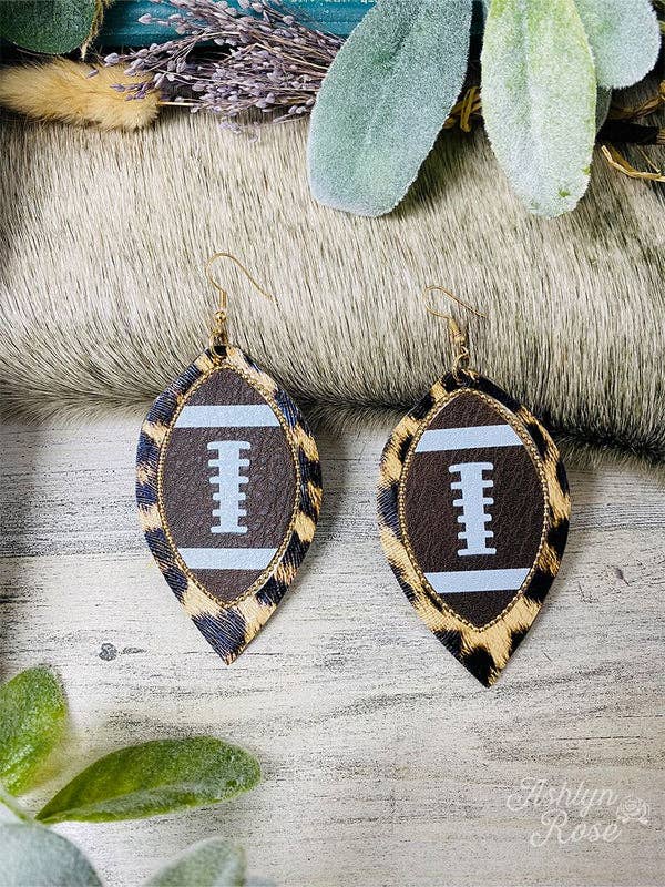 Stadium Spirit Leopard Football Earrings