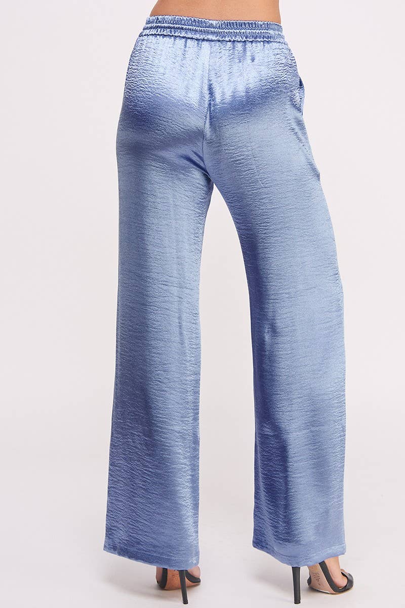 Metallic Flared Wide-Leg Pants