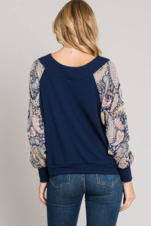 Batwing V-Neck Long Sleeve Top