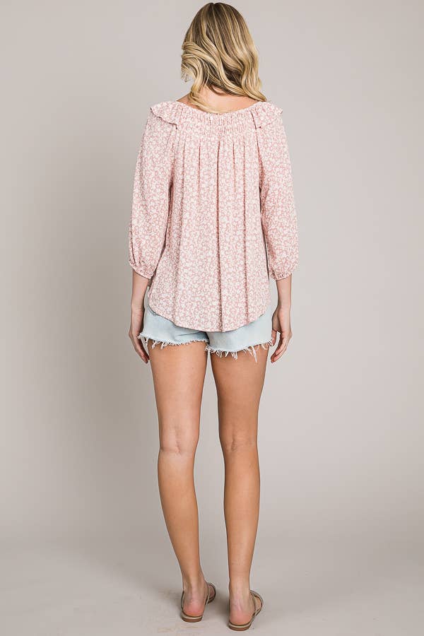 Woven Peasant Top with Bracelet Sleeves