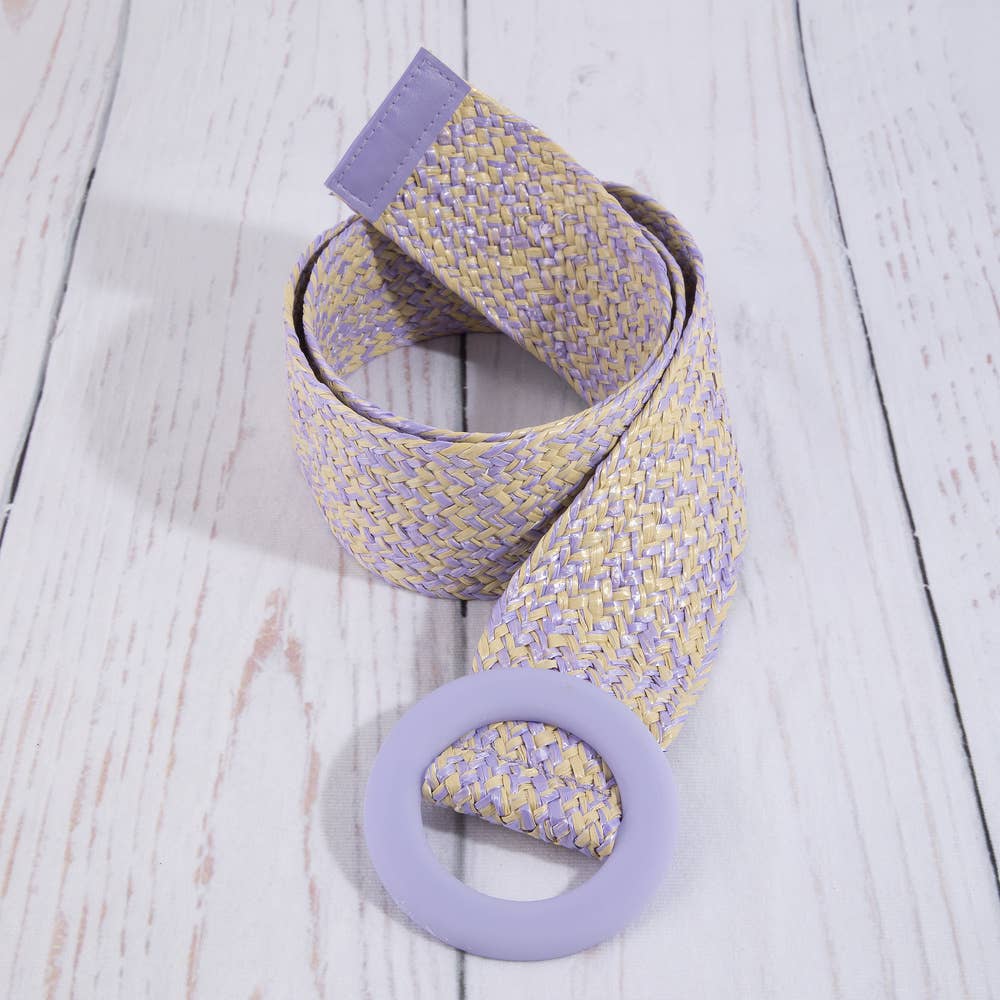 Woven Straw Belt with Wide O-Ring Buckle