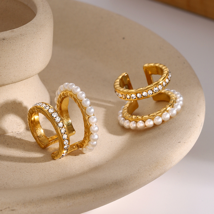 Double Layer Hypoallergenic 18k Gold Plated Cuff Set